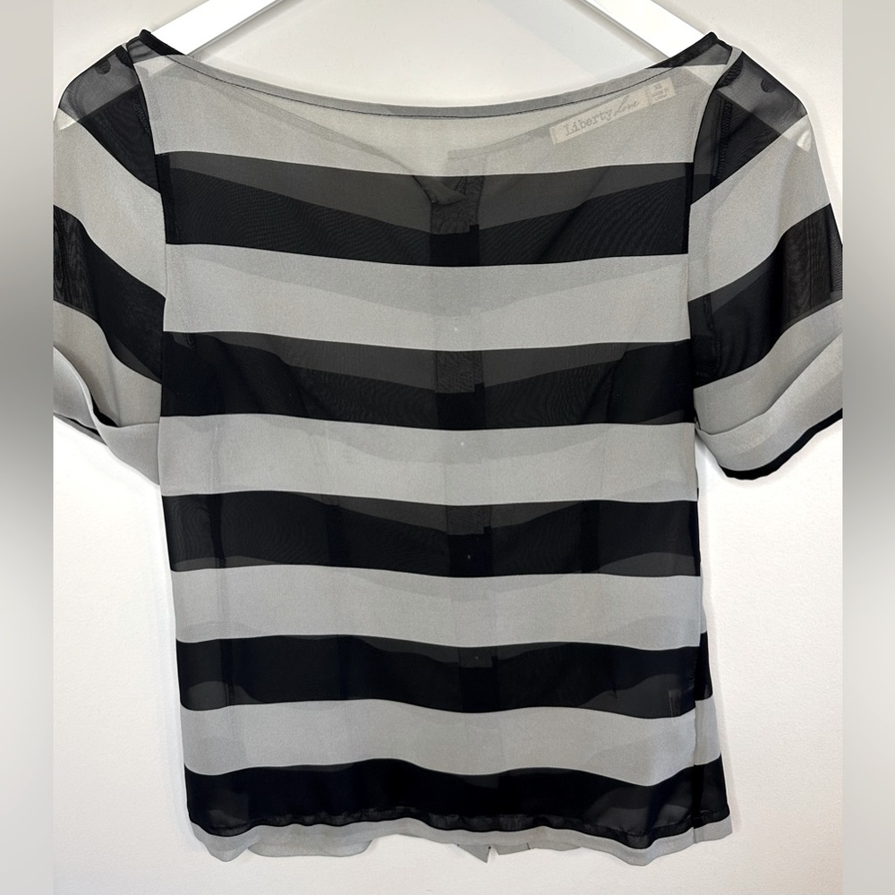 Women’s XS Black and Gray Semi Sheer Top